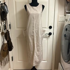 MOD REF Large Tan Sleeveless Dress with side Pockets, 8% Cotton, 30%, NWT
